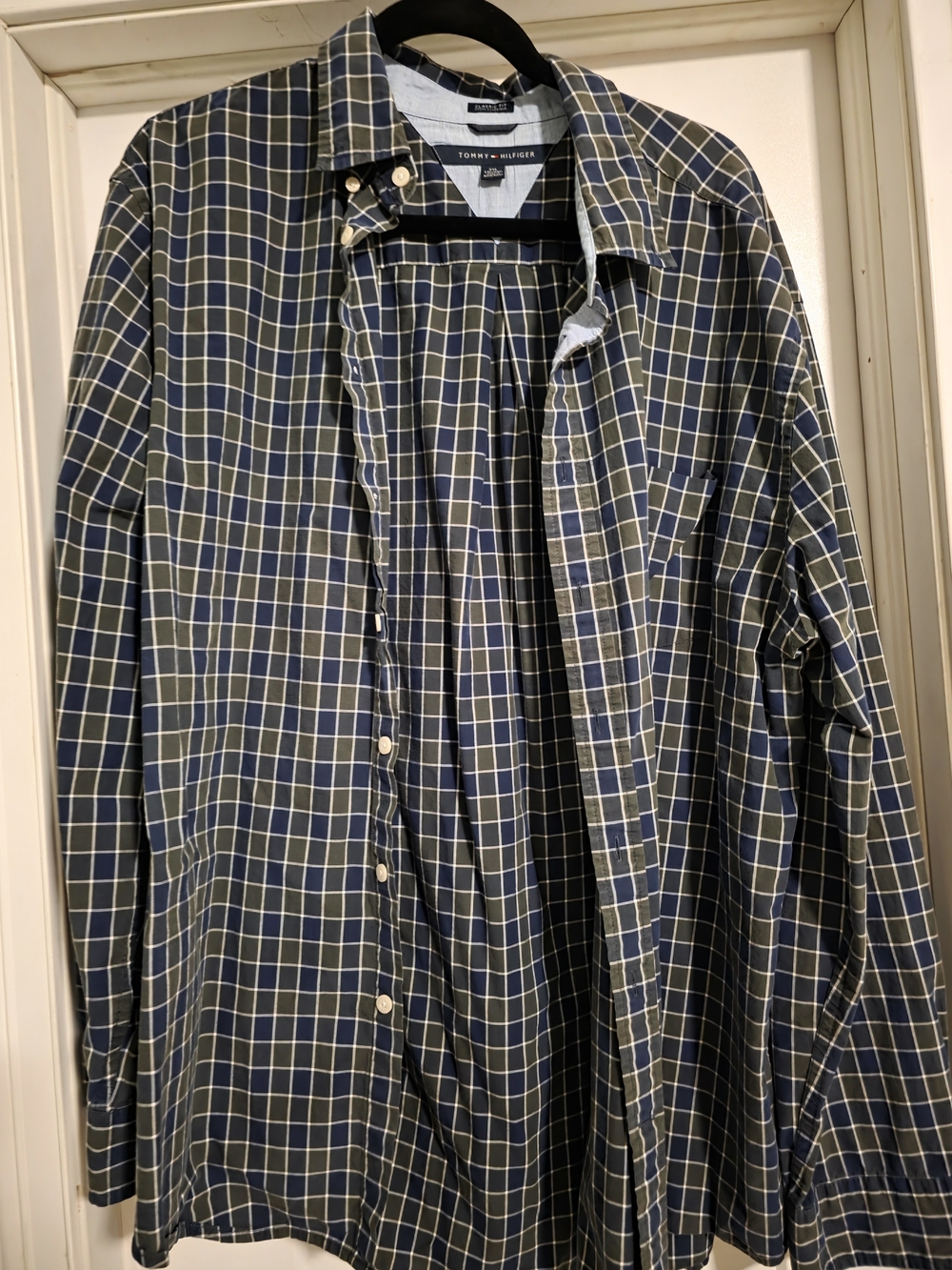 Tommy Hilfiger Olive & Navy Grid Plaid Button-Down Shirt